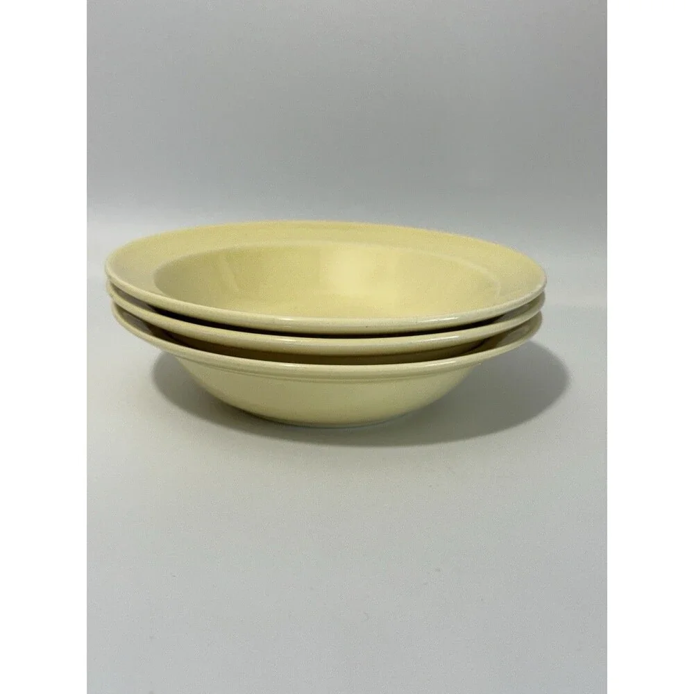 Set of 3 TS &T Luray Pastels 5 3/8” Yellow Rim Fruit Bowls Vintage